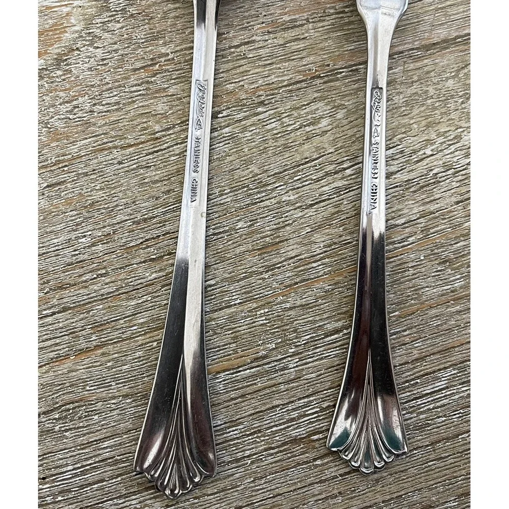 2 Lot of Rogers Stainless China Silverware 1 Table Spoon, 1 Butter Knife